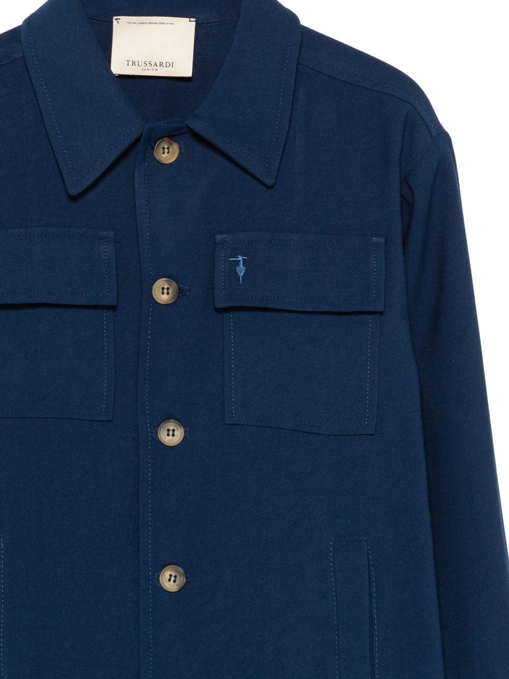 Giacca per bambino TRUSSARDI JUNIOR blu con logo ricamato TBP26062GC BLUE EST. TRUSSARDI KIDS