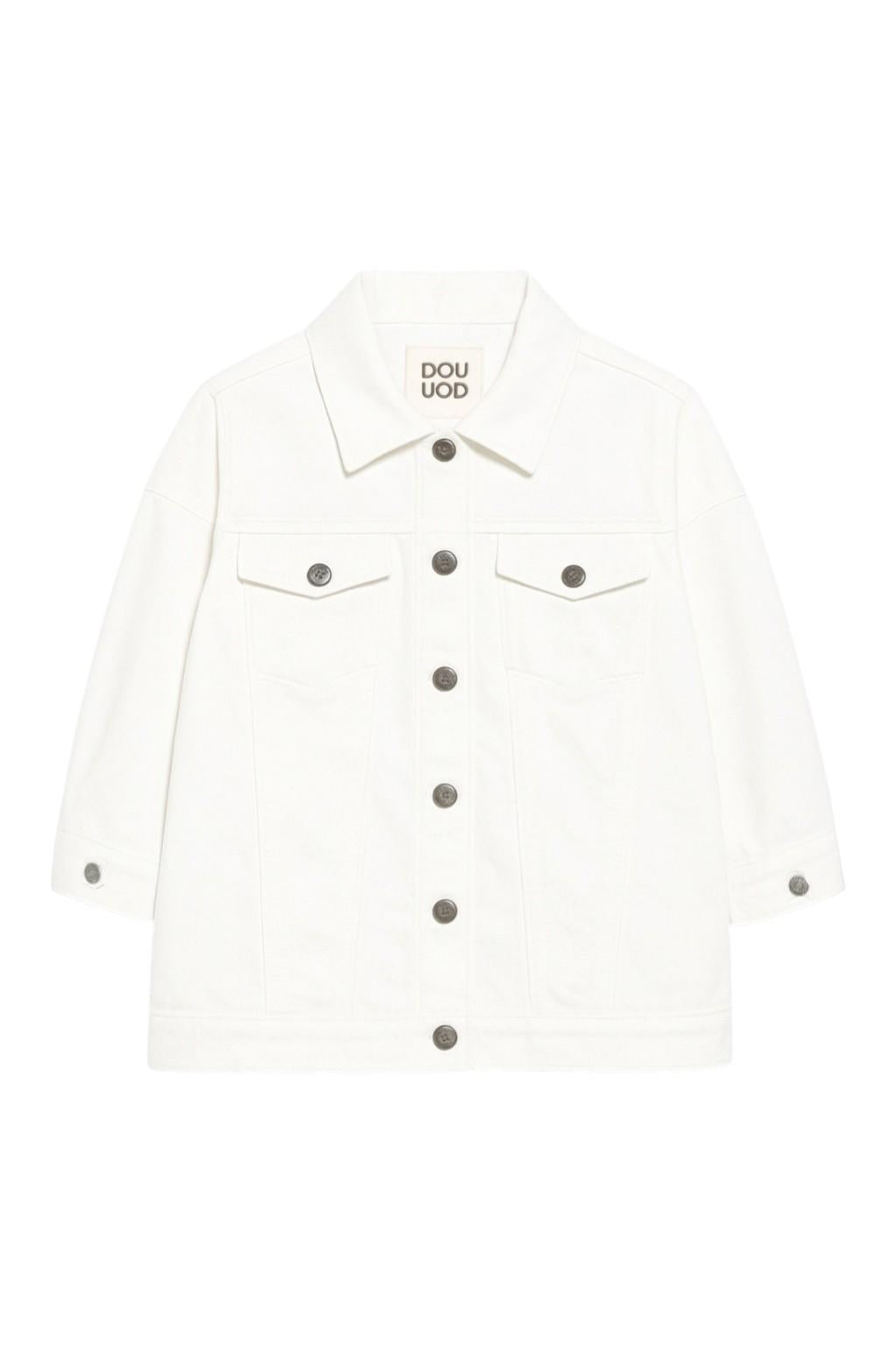 Giacca per bambina Douuod Kids bianca con chiusura a bottoni DY2A57 Z3702 101 DOUUOD