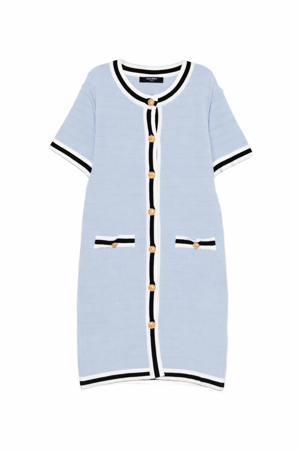 Abito per bambina Balmain Kids azzurro con maglia a coste BY1C61 X0121 652 BALMAIN KIDS