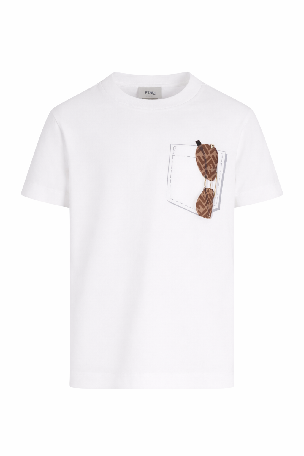 T-shirt per bambino Fendi Kids bianco con stampa grafica JMI500 7AJ F0TU9 FENDI KIDS