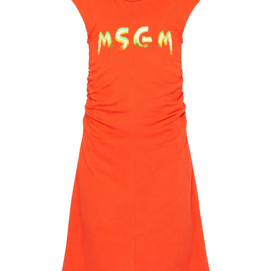 Abito per bambina MSGM Kids arancione con ruches S6MSJGDR064 MS074 MSGM KIDS