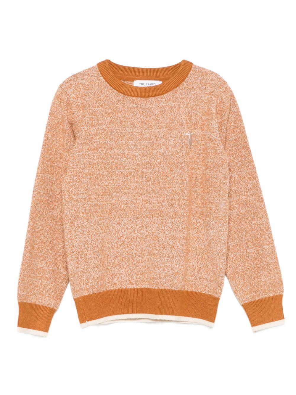 Maglione per bambino Trussardi Junior arancione girocollo con orlo a coste TBA25049MA R.PECAN TRUSSARDI JUNIOR