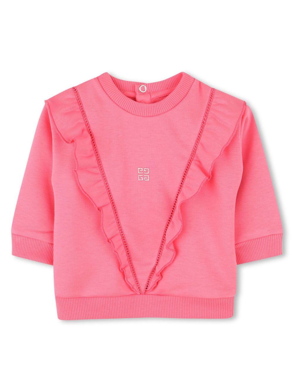 Felpa per neonata Givenchy Kids rosa con logo con orlo e polsini a coste H30652 488 GIVENCHY KIDS