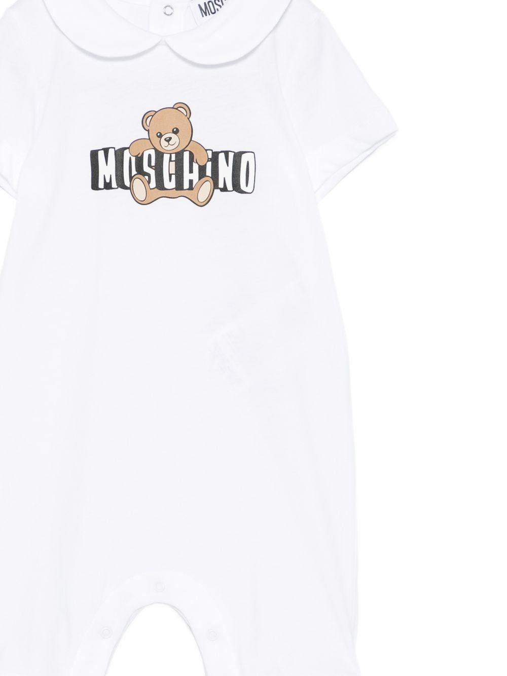 Tutina per neonati Moschino Kids bianca con colletto alla Peter Pan MNY03YLAA03 10101 MOSCHINO KIDS