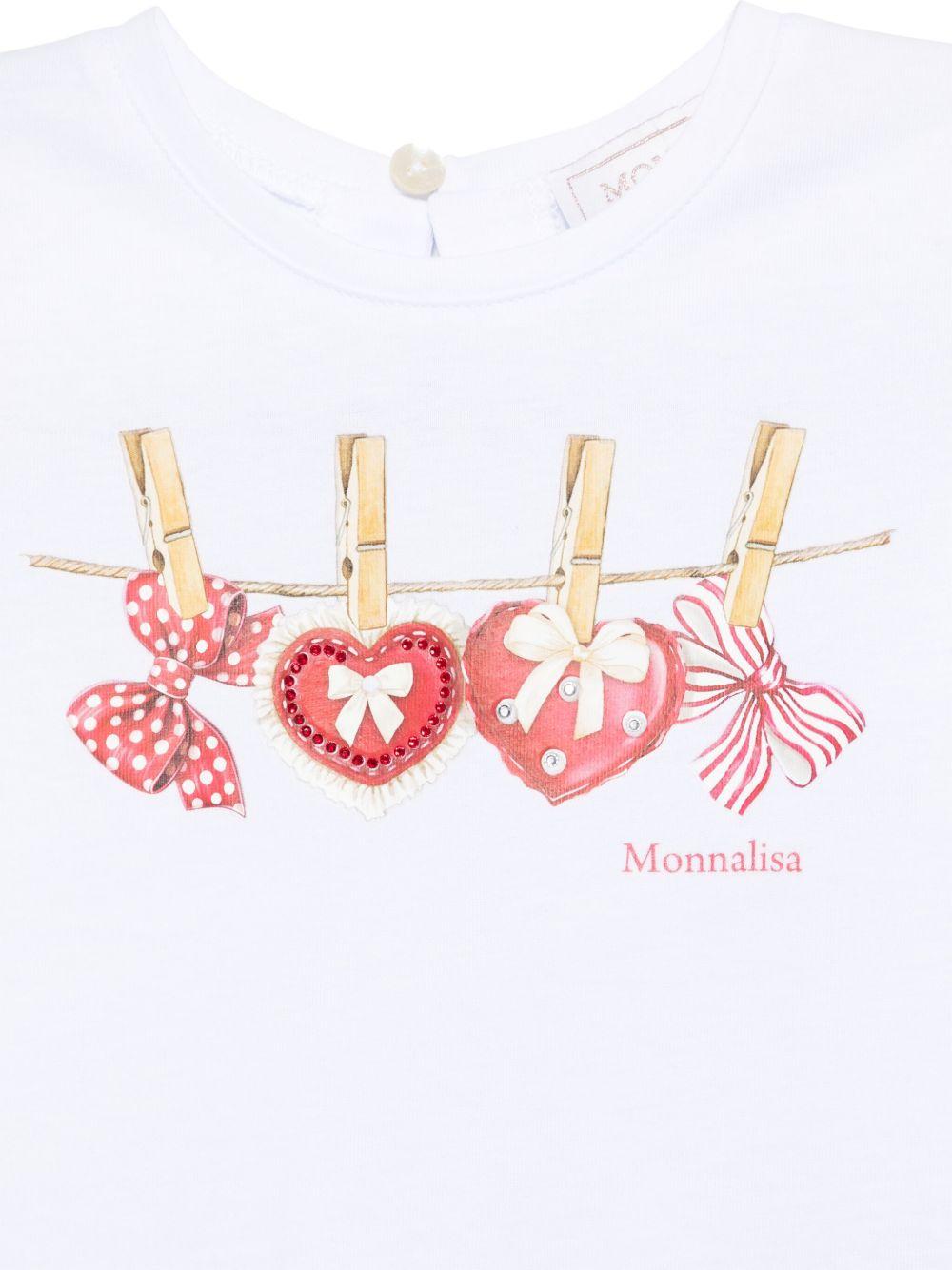 T-shirt per neonata Monnalisa bianco con stampa fiocco sul davanti 39E618 5011 0099 MONNALISA