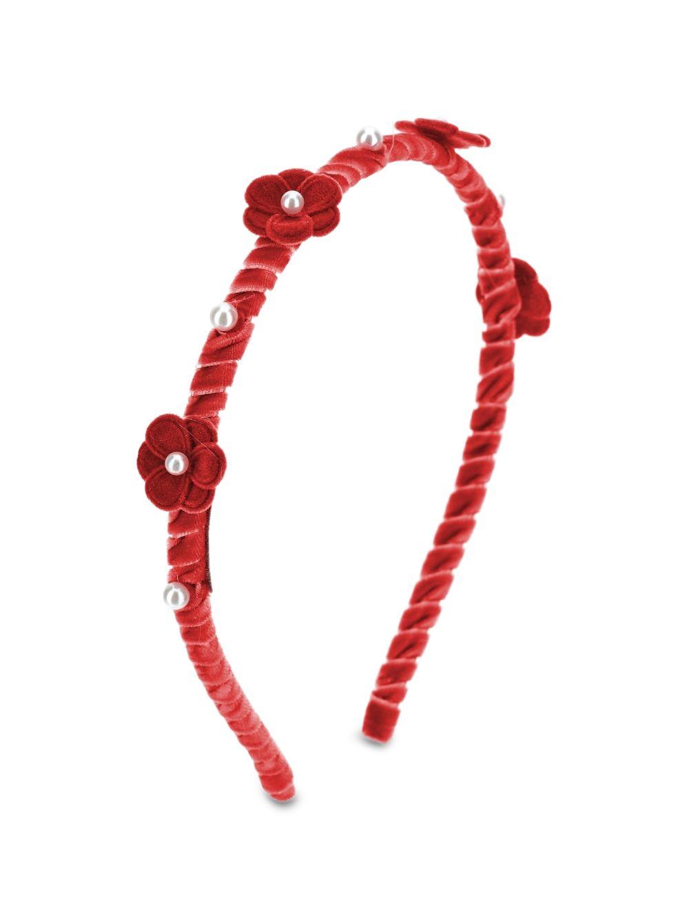 Cerchietto per capelli per bambina Monnalisa Kids rosso con effetto in velluto 17H003 8058 0043 MONNALISA KIDS