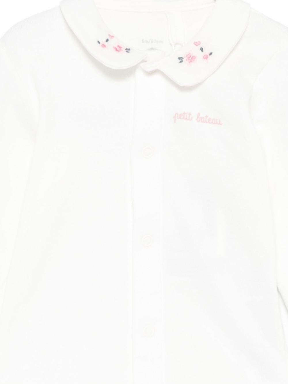 Body per neonata Petit Bateau bianco con ricamo a fiori A0EKL 03 PETIT BATEAU KIDS
