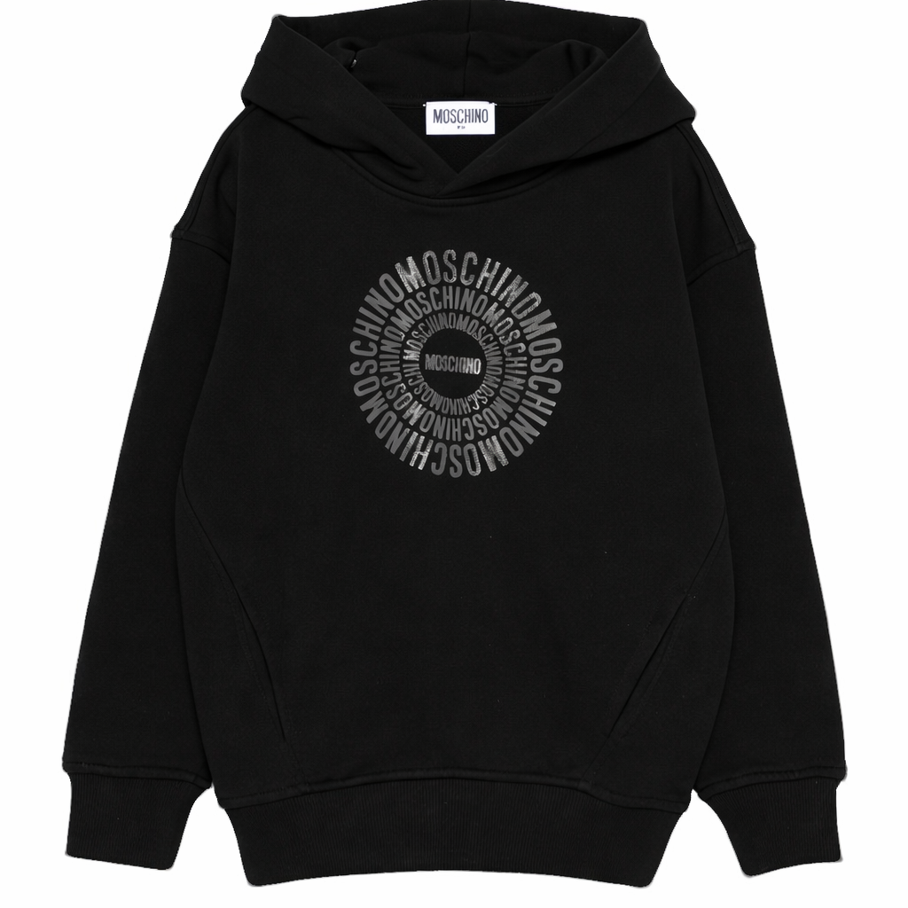 Felpa per bambini Moschino Kids nera con logo sul davanti HUF09VLCA52 60100 MOSCHINO KIDS