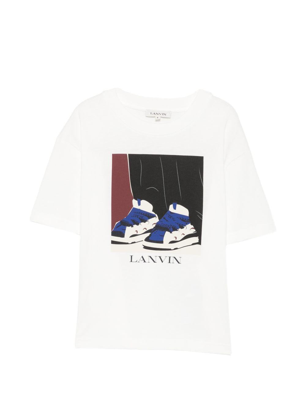 T-shirt per bambino Lanvin Kids bianca con stampa grafica N30427 117 LANVIN KIDS
