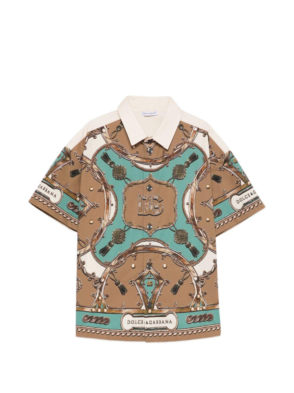 Camicia per bambino Dolce & Gabbana Kids beige con stampa grafica all-over L44S90 G7P2K HV5XH DOLCE & GABBANA KIDS