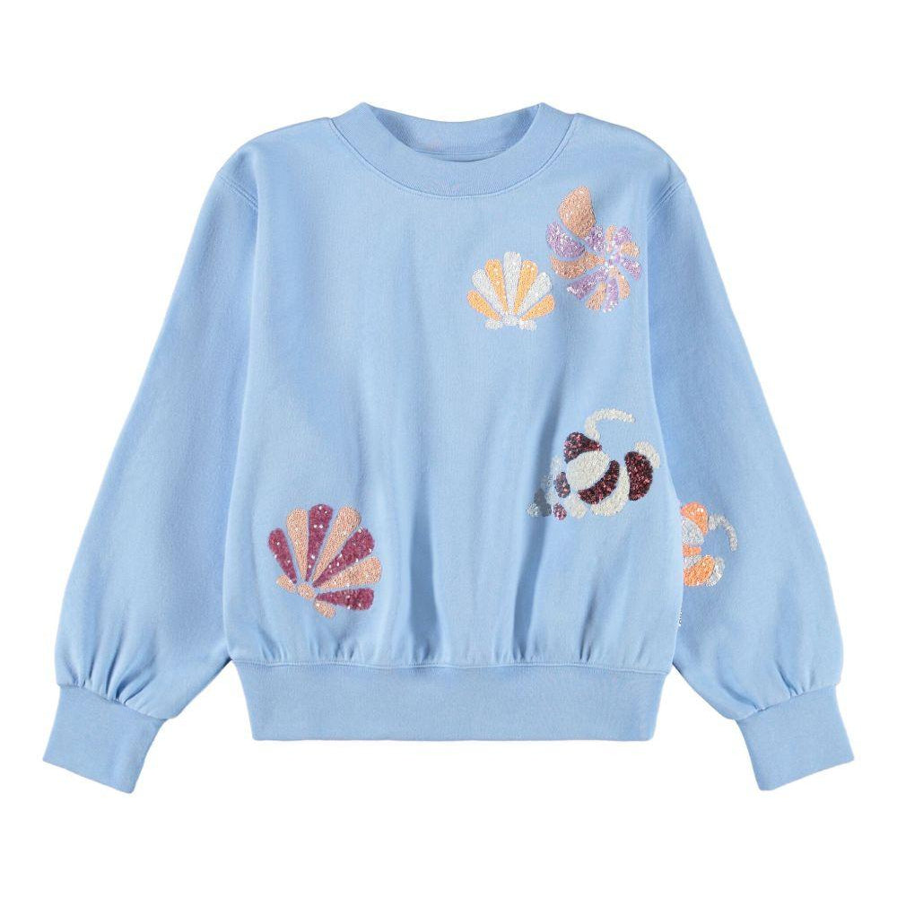 Felpa Marge per bambina Molo azzurra con decorazione con paillettes 2S26J210 5637 MOLO KIDS