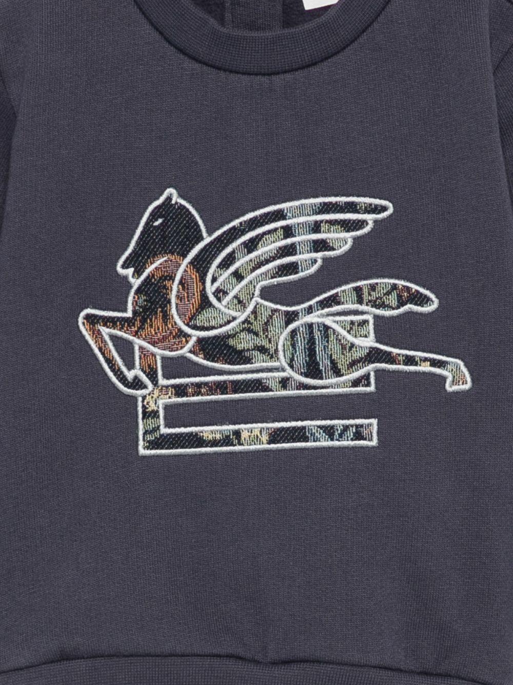 Felpa per neonati Etro Kids blu con ricamo Pegaso e chiusura con bottoni GX4510 Z3333 667 ETRO KIDS