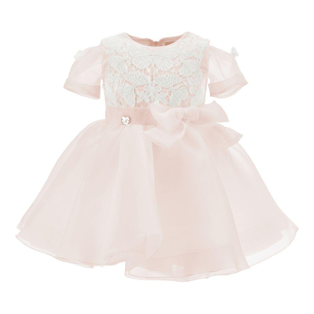 Abito per neonata Monnalisa rosa con dettaglio con fiocco 73G902 7112 0092 MONNALISA KIDS