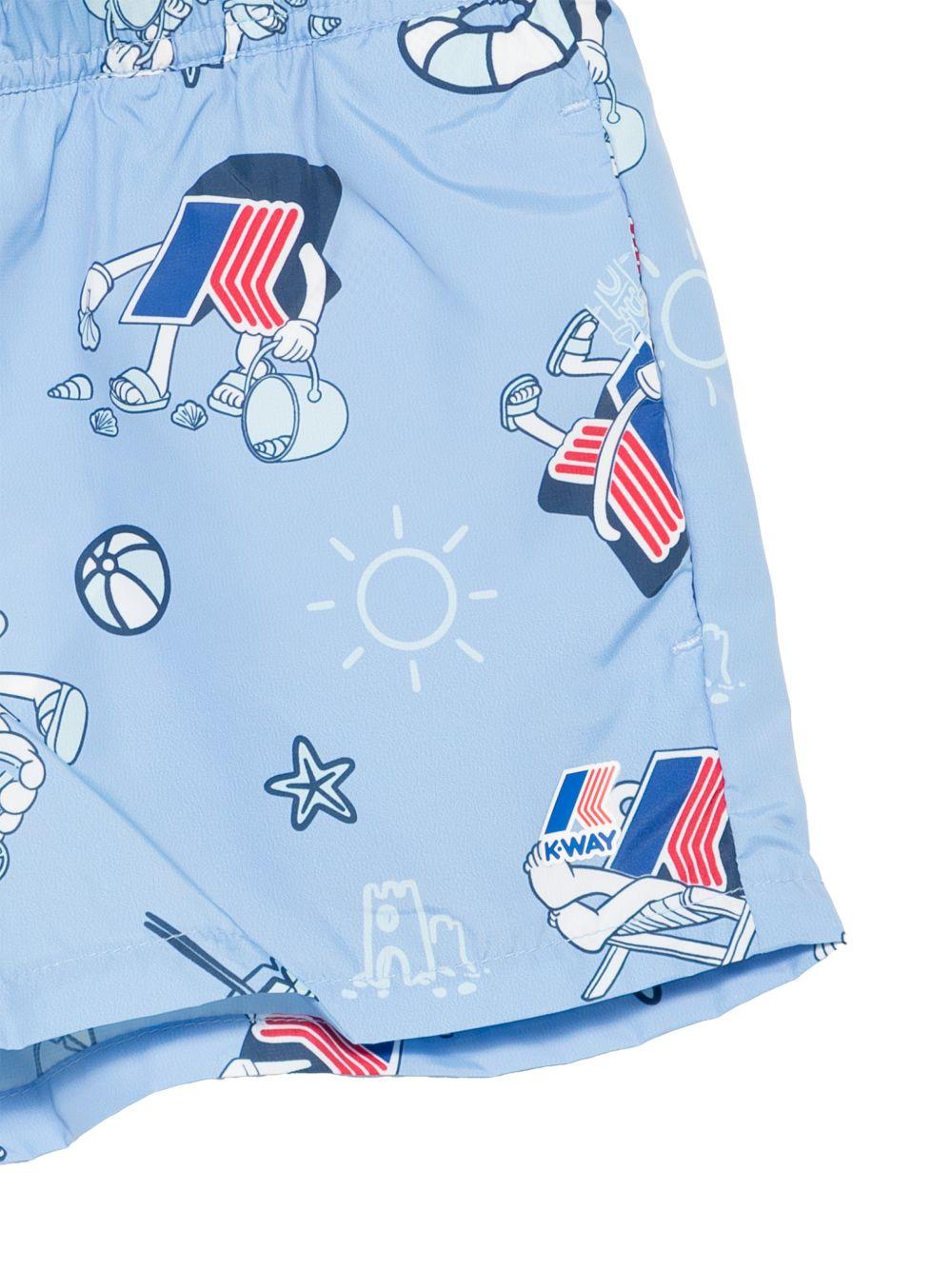 Costume da bagno per bambino K-Way Kids azzurro con stampa grafica intregale K3124ZW A06 K-WAY KIDS
