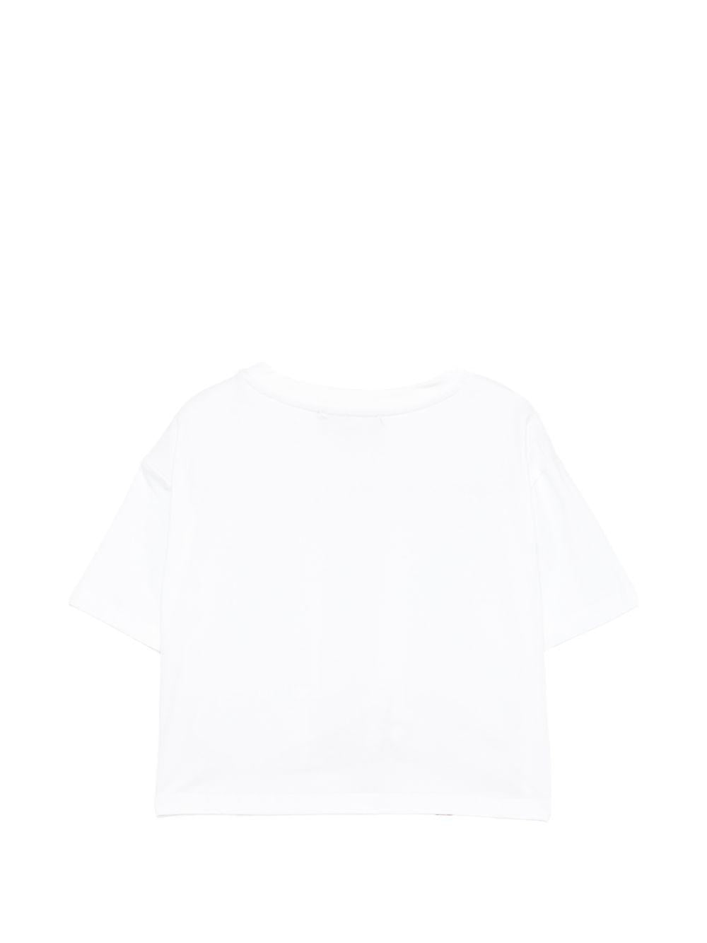 T-shirt per bambina Just Cavalli Kids bianca con logo sull'orlo JGP26084TS WHITE ROBERTO CAVALLI KIDS
