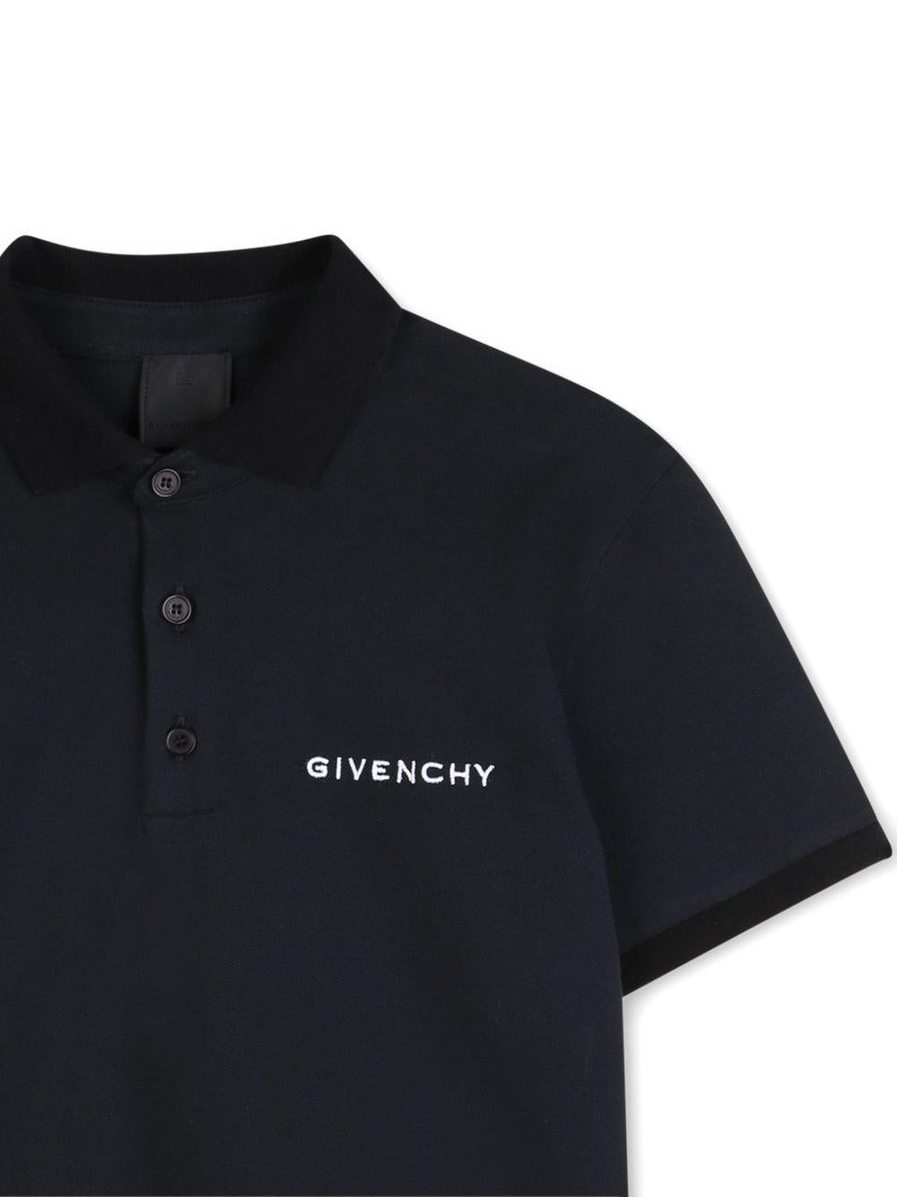 T-shirt per bambino Givenchy Kids nera con colletto stile polo H31121 09B GIVENCHY KIDS