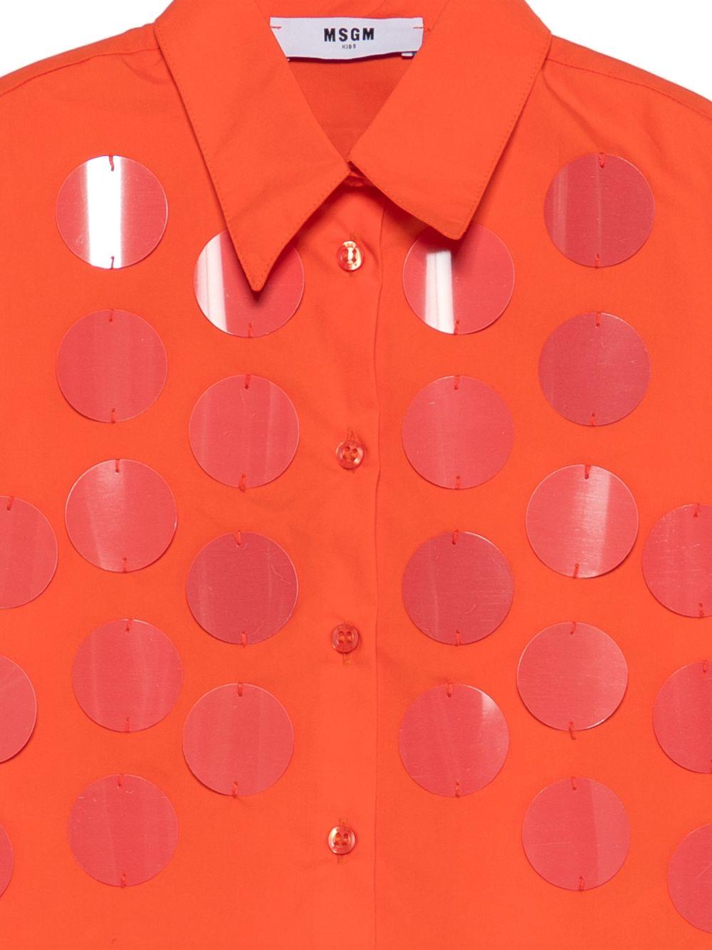 Camicia per bambina MSGM Kids arancione con dettagli a pois fucsia S6MSJGSI097 MS074 MSGM KIDS