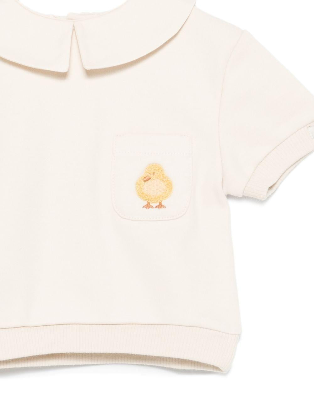 T-shirt per neonato Donsje beige con ricamo pulcino 3046801 00004 DONSJE KIDS
