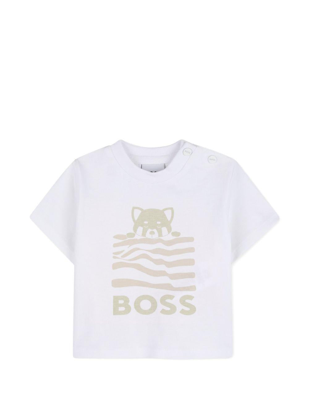 Set t-shirt con shorts per neonato Boss Kids bianco con logo J53050 21K BOSS KIDS