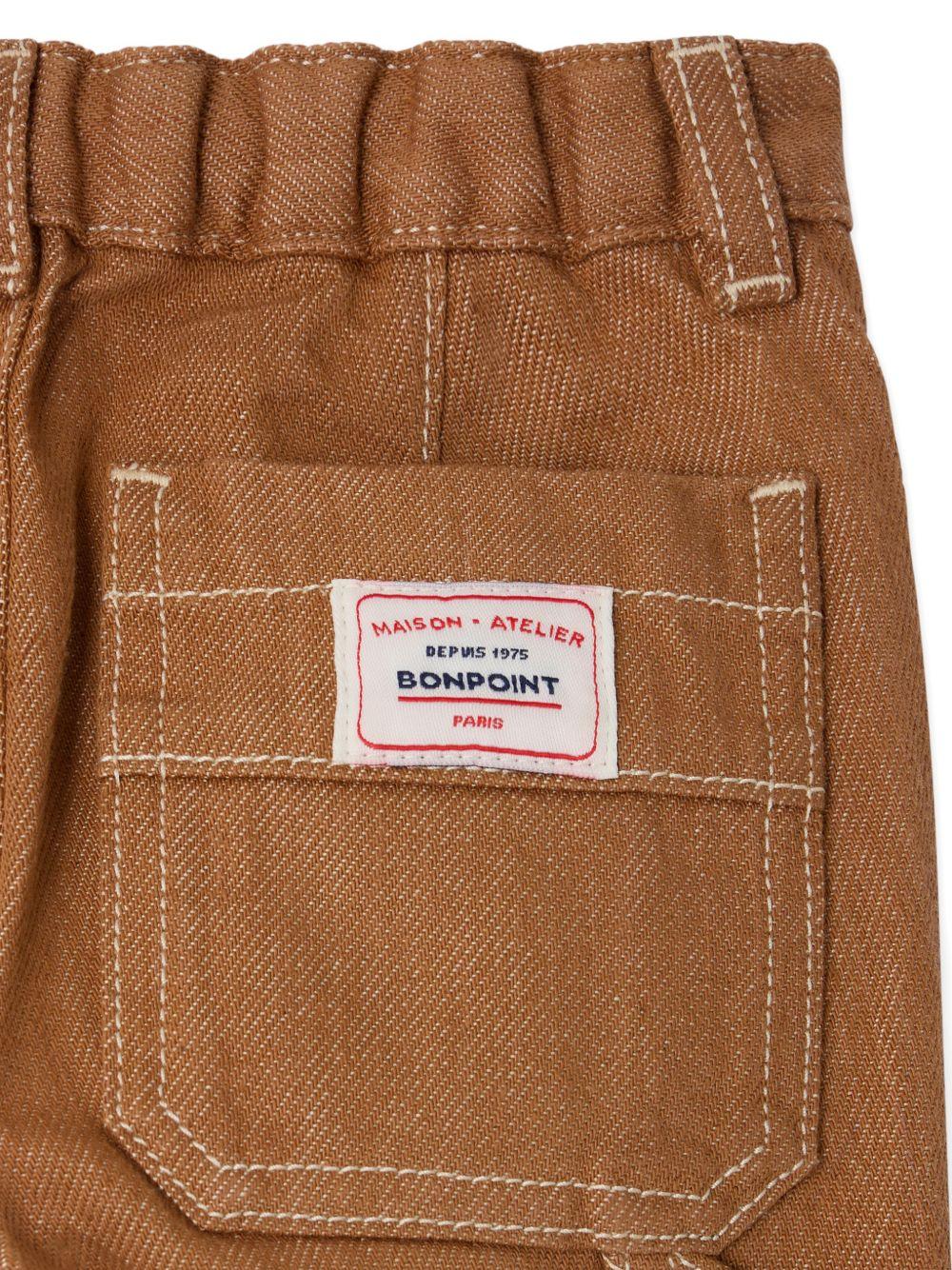 Pantaloni Gaspar per neonato Bonpoint marroni con tappa con logo S06YPAW00002 068A BONPOINT KIDS