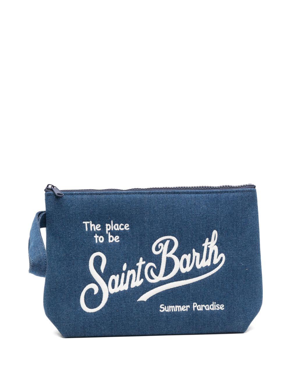 Pochette Aline MC2 Saint Barth denim con logo ricamato sul davanti ALI0017 00436L MC2 ST. BARTH