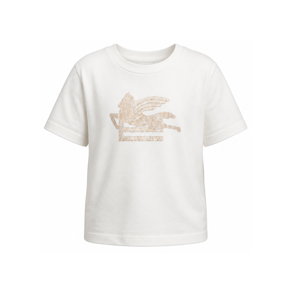 T-shirt per bambino Etro Kids bianca con motivo Pegaso GZ8H21 Z3672 102 ETRO KIDS