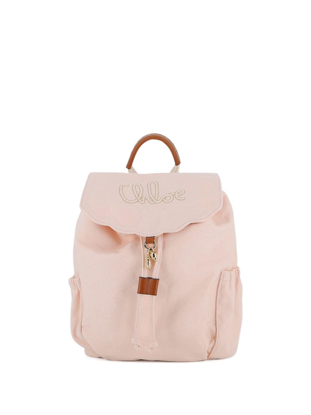Zaino per bambina Chloé Kids rosa con logo ricamato C21228 46J CHLOE' KIDS