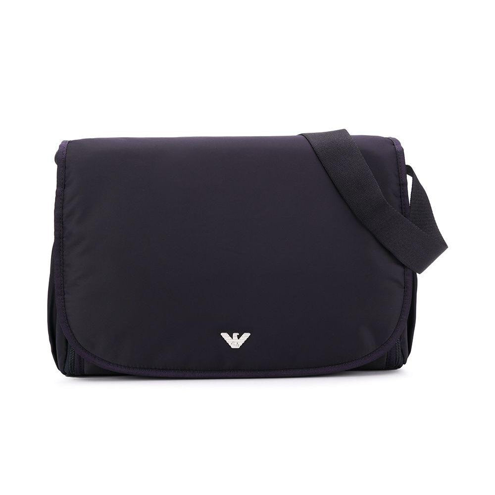 Borsa fasciatoio per neonati Emporio Armani Kids blu con logo argento 402145 CC904 06935 EMPORIO ARMANI KIDS