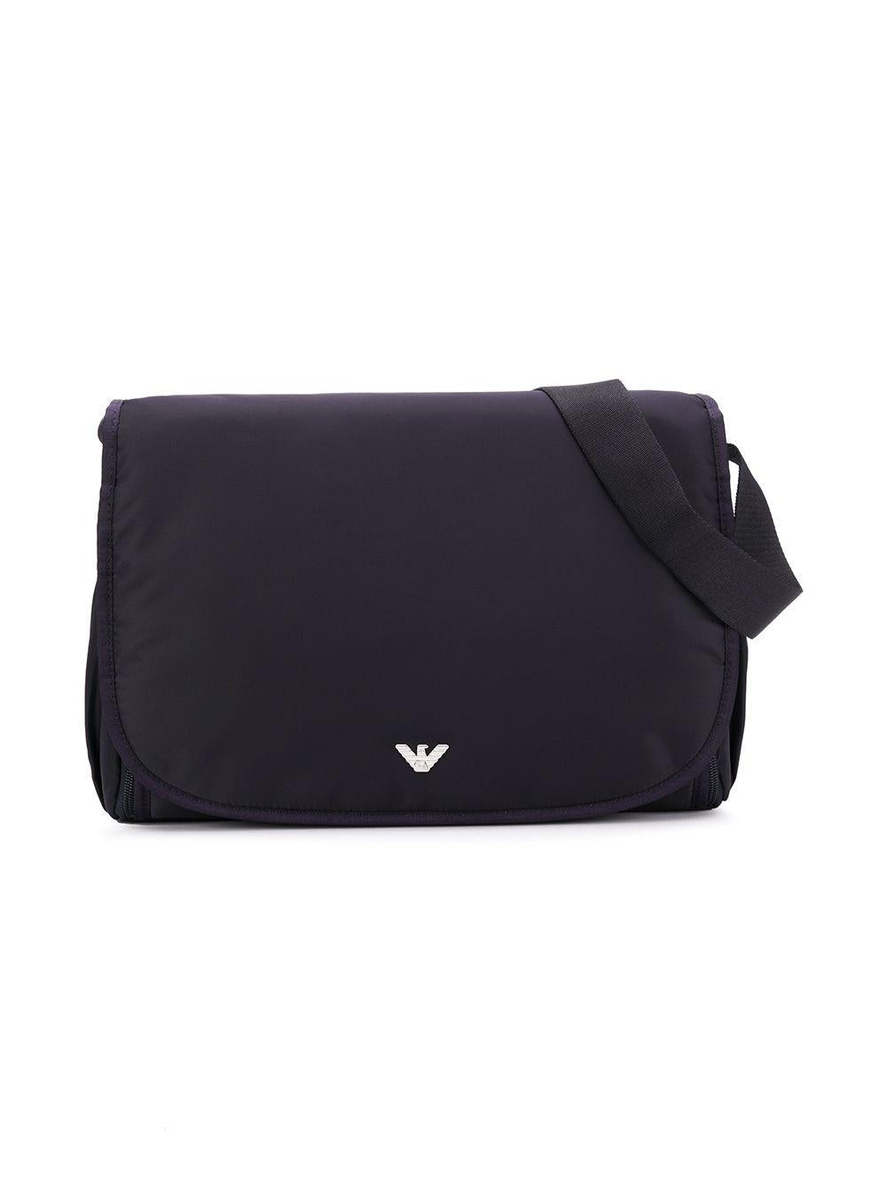 Borsa fasciatoio per neonati Emporio Armani Kids blu con logo argento 402145 CC904 06935 EMPORIO ARMANI KIDS