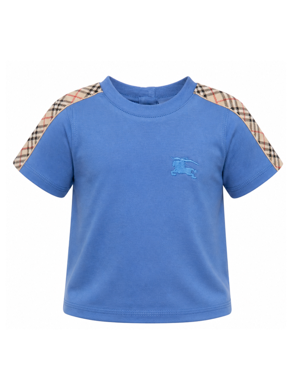 T-shirt per neonato Burberry Kids blu con inserti con motivo Vintage Check 8121287 C4145 BURBERRY KIDS