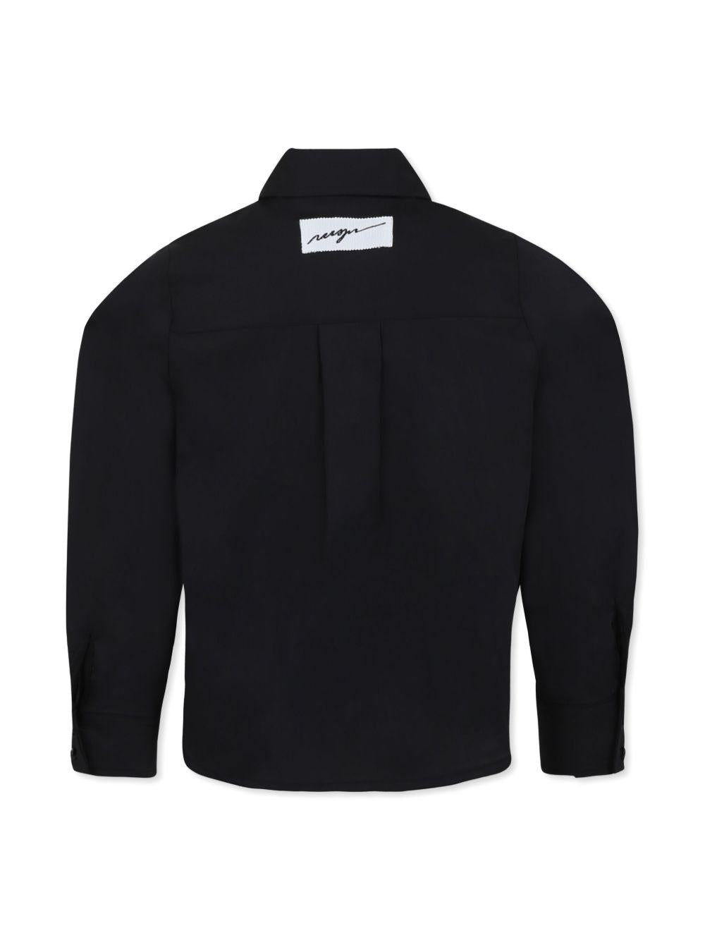 Camicia con ruches per bambina MSGM Kids nero con colletto classico S5MSJGSI209 110 MSGM KIDS