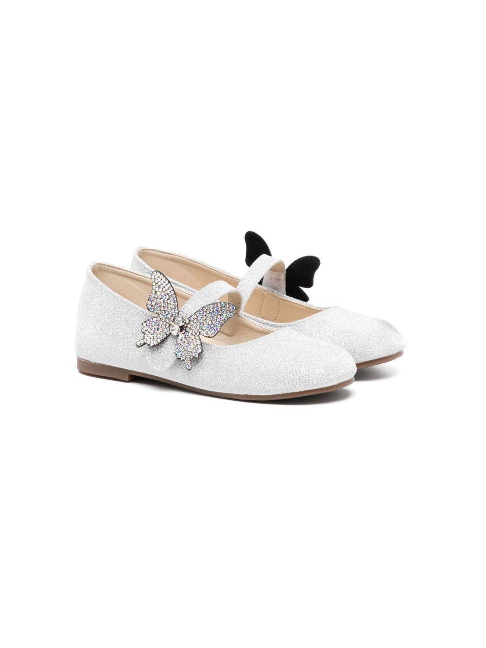 Ballerine per bambina BabyWalker bianche con decorazione cristalli PB5843 SILVER BABYWALKER KIDS