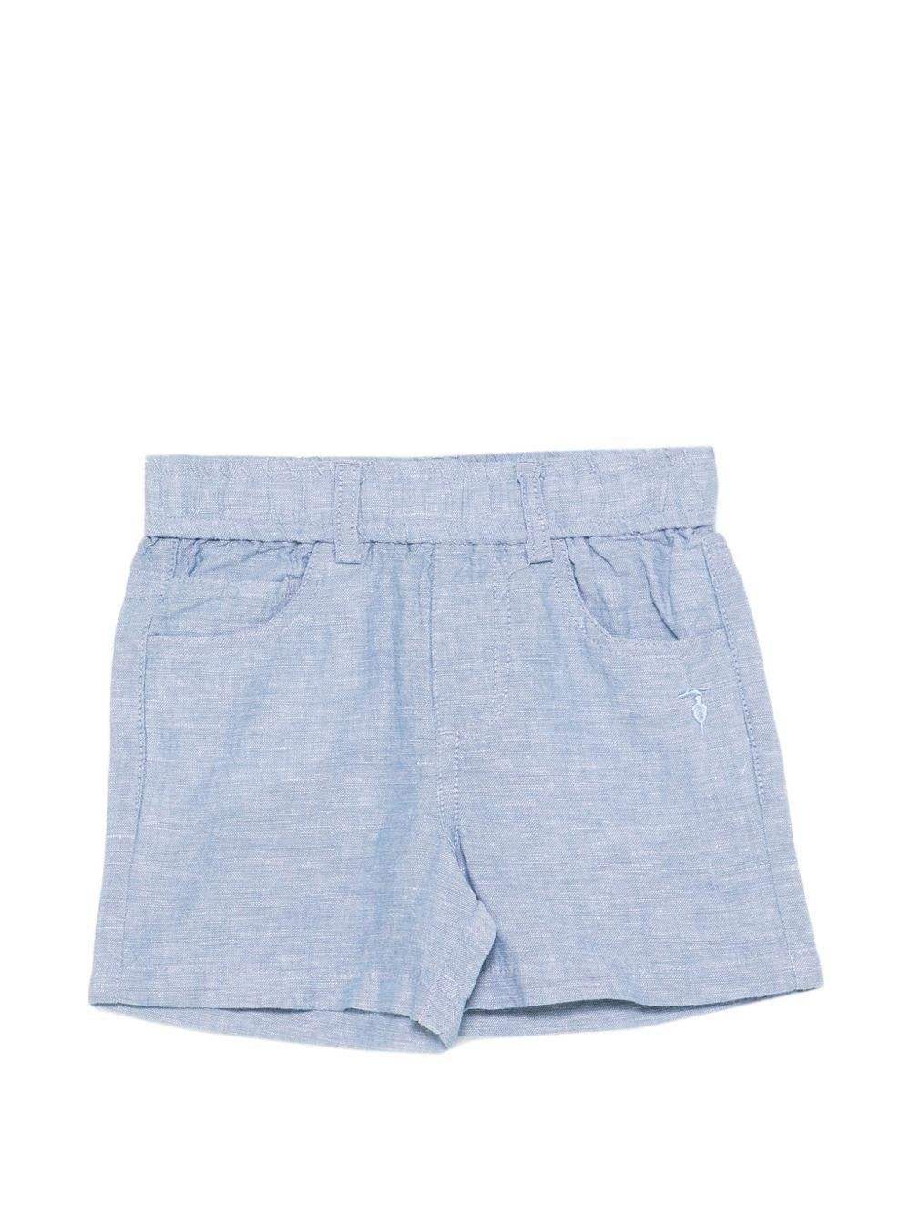 Shorts per neonato TRUSSARDI JUNIOR azzurro con logo ricamato TIP26039BE BLUE RIV. TRUSSARDI JUNIOR