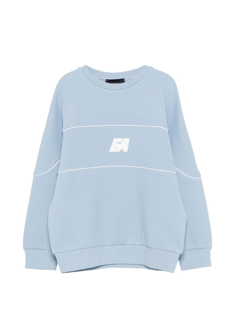 Felpa per bambino Emporio Armani Kids azzurra con logo sul davanti EB000999 AF20638 U9360 EMPORIO ARMANI KIDS