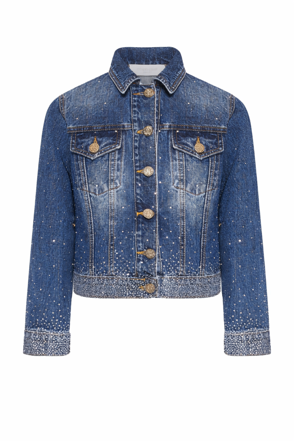 Giubbino per bambina Roberto Cavalli Kids denim con stampa logo sul retro CGP26050GB D.BLUE MED ROBERTO CAVALLI KIDS