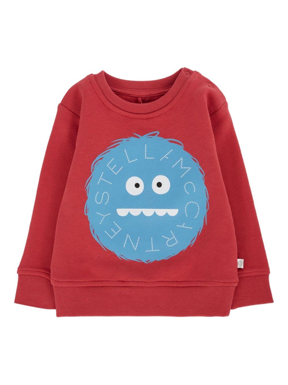 Felpa per neonato Stella McCartney Kids rosso con stampa mostro TX4560 Z0453 304 STELLA McCARTNEY KIDS