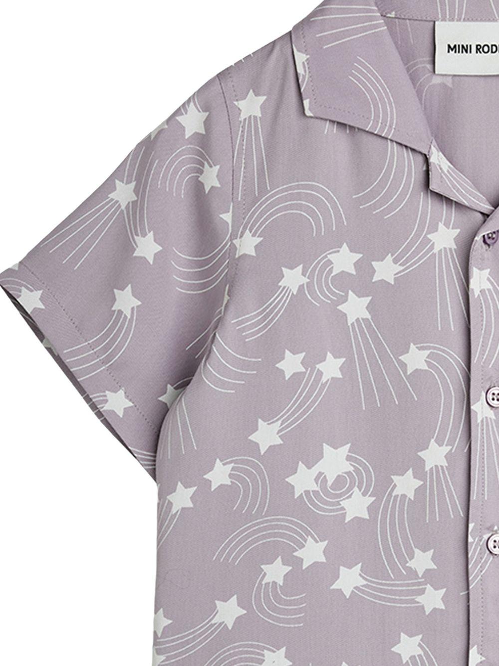 Camicia per bambino Mini Rodini viola con stampa all-over stelle 26220102 PURPLE MINI RODINI KIDS