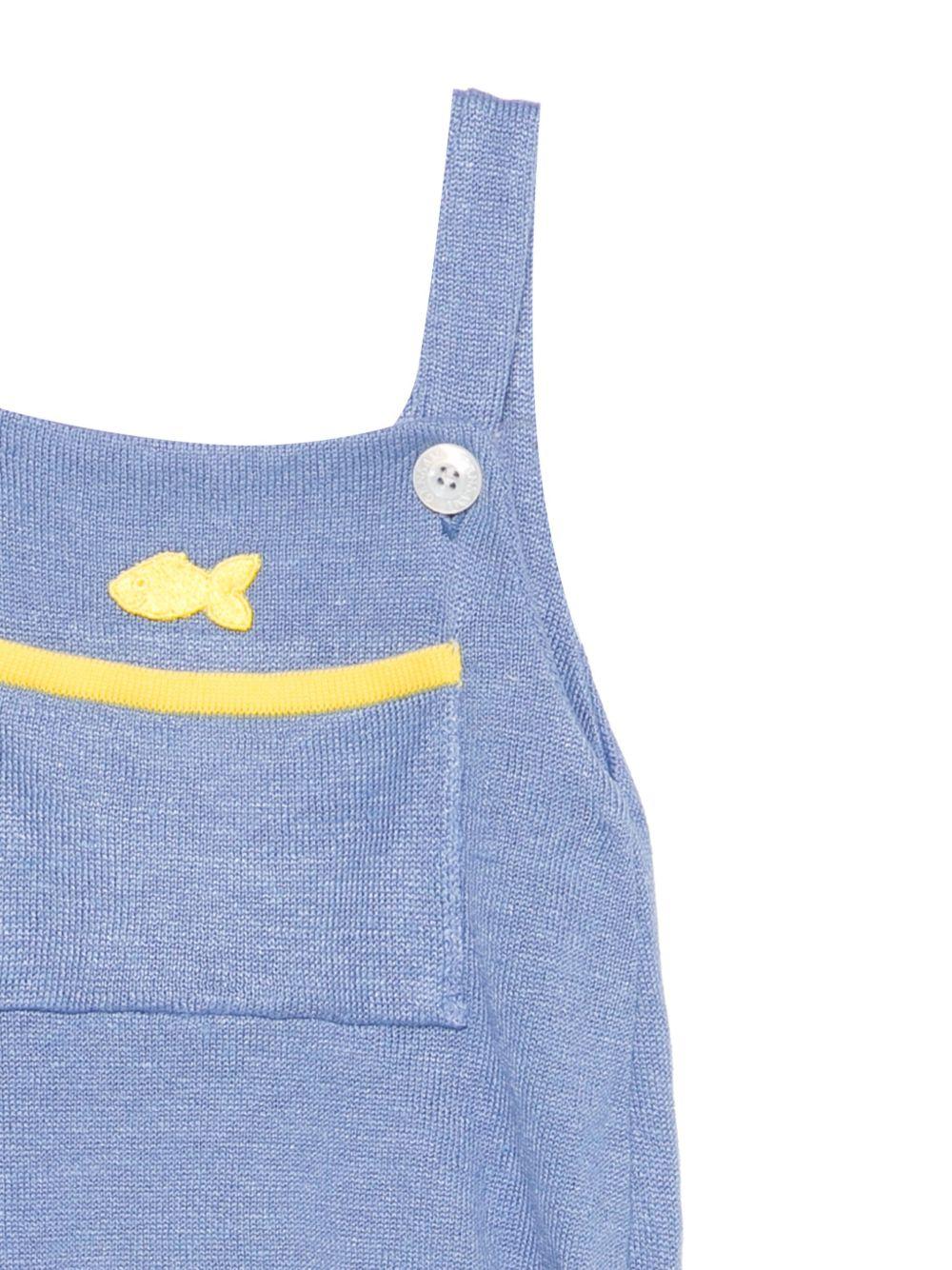 Body per neonato Gensami Kids blu con cinturini con bottone e tasca frontale applicata TU01-B-SOFT OCEAN BLUE GENSAMI