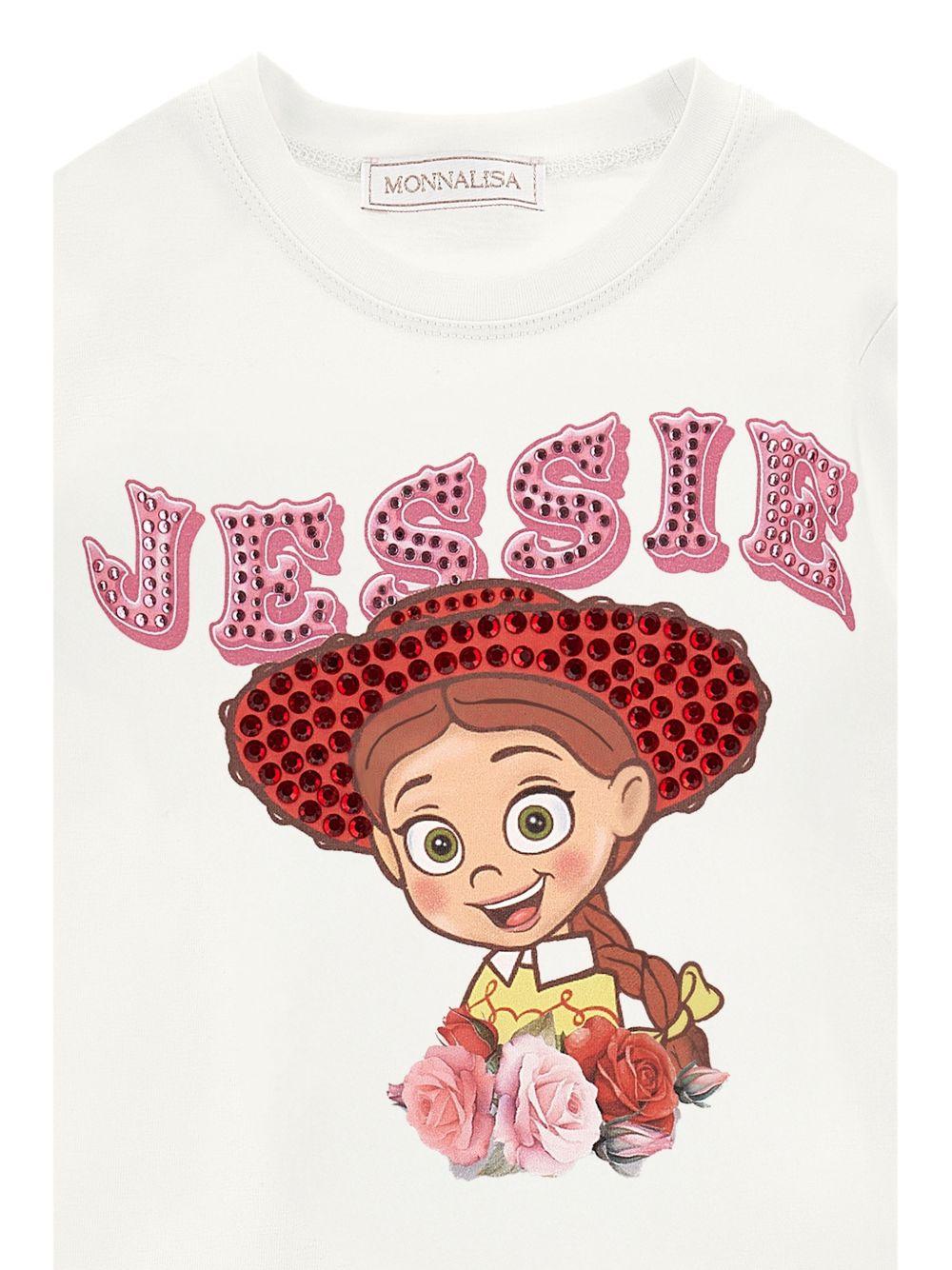 T-shirt per bambina Monnalisa Kids bianca con stampa grafica Jessie 19H602 8004 0001 MONNALISA KIDS