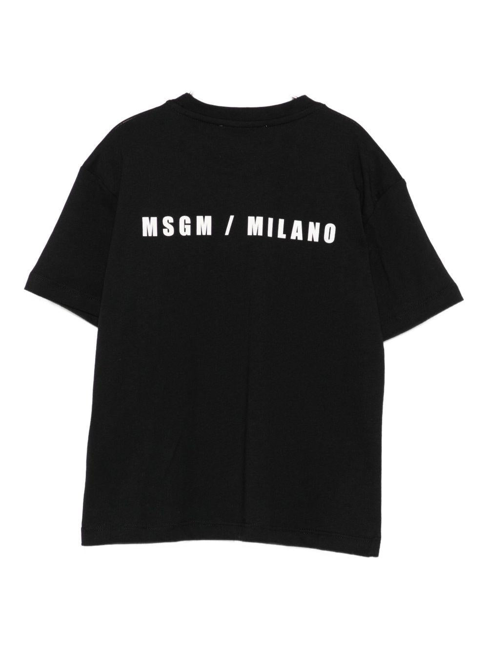 T-shirt per bambino MSGM Kids nera con stampa logo F5MSJBTH224 110 MSGM KIDS