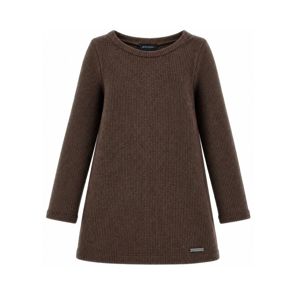 Abito per bambina Monnalisa Kids marrone a coste a maniche lunghe 41H903 8214 0006 MONNALISA KIDS