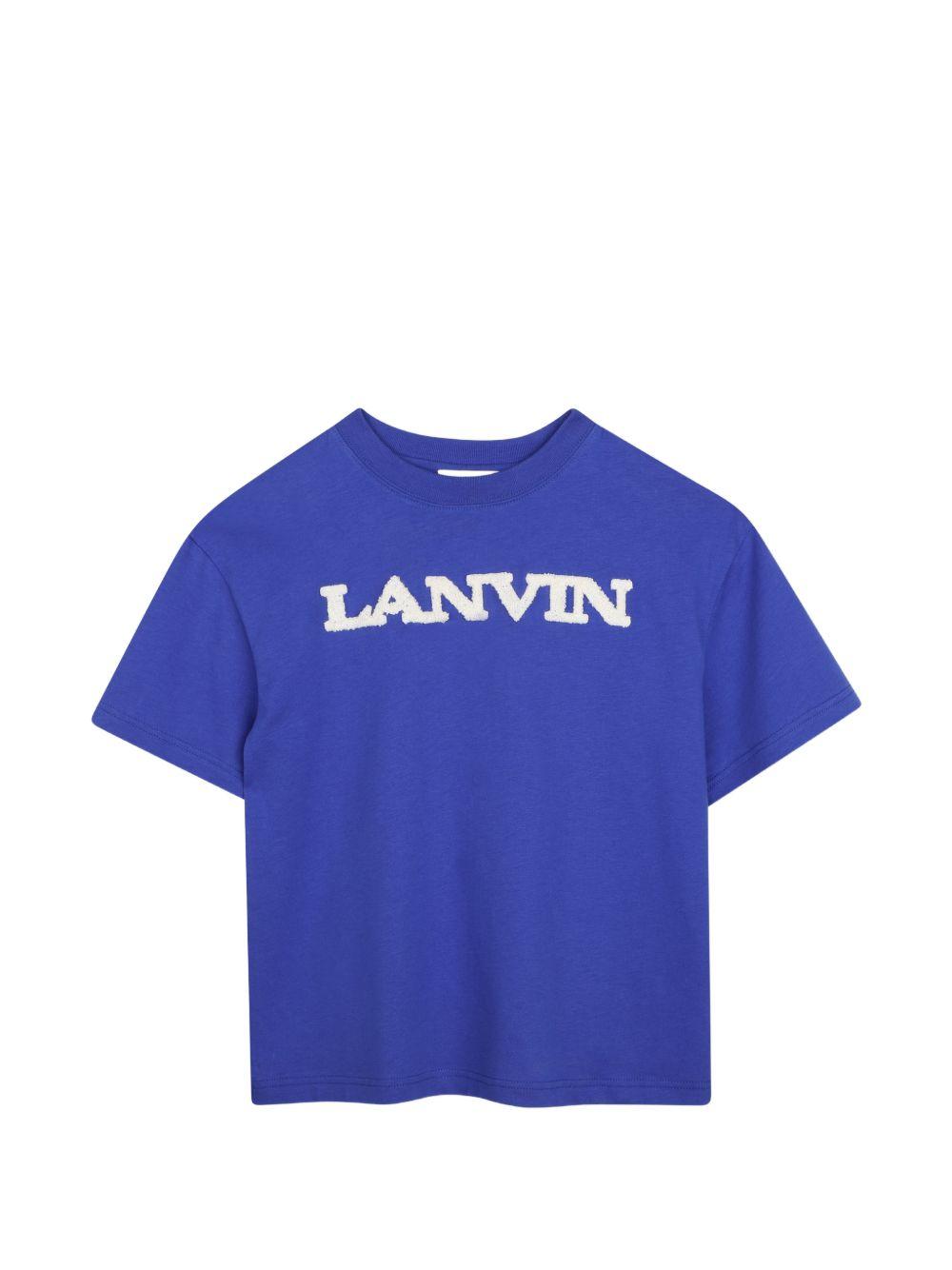 T-shirt per bambino Lanvin Kids blu con applicazione logo N30432 80A LANVIN KIDS