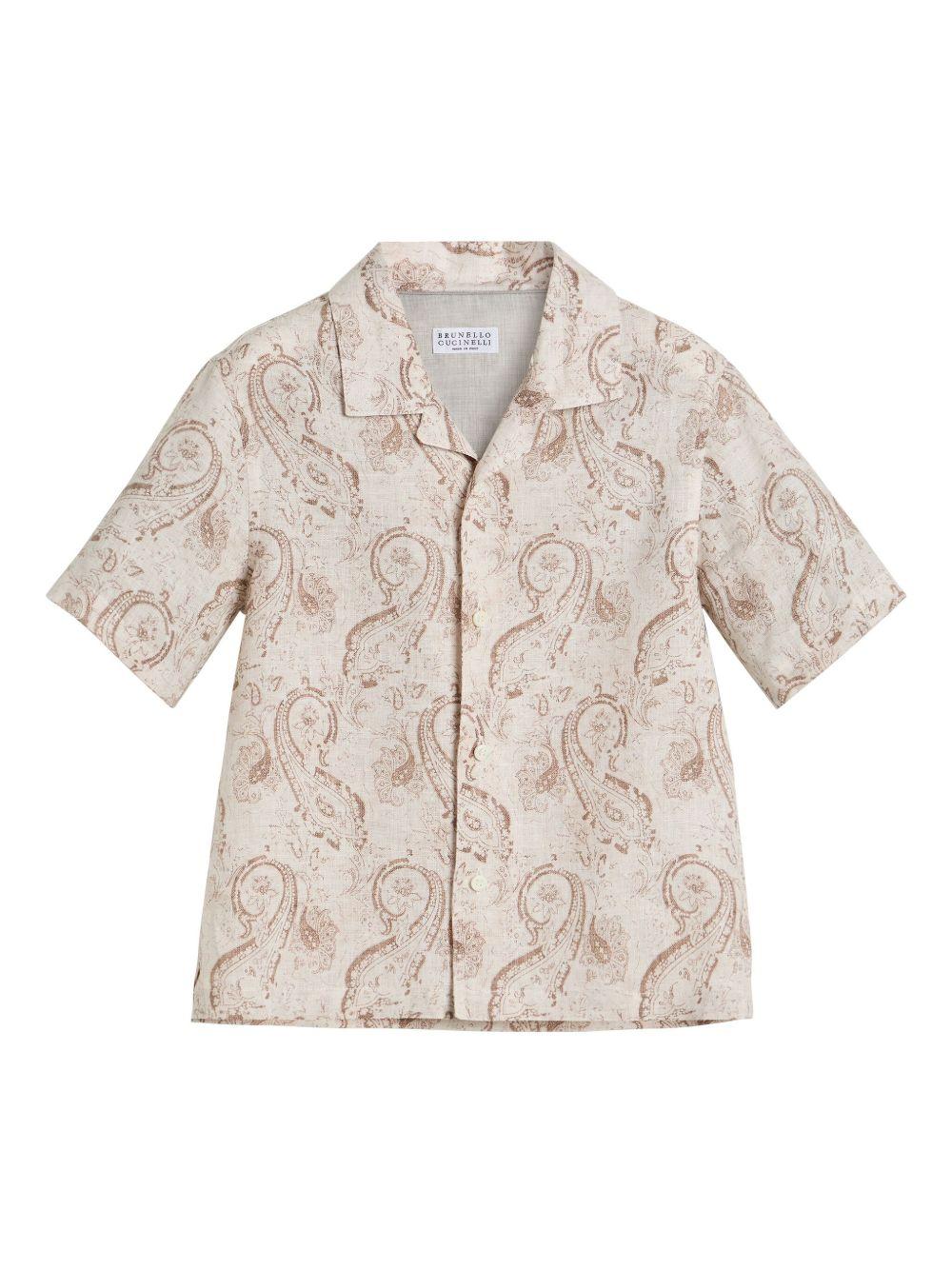 Camicia per bambino Brunello Cucinelli Kids beige con stampa paisley BM688C321 C001 BRUNELLO CUCINELLI KIDS