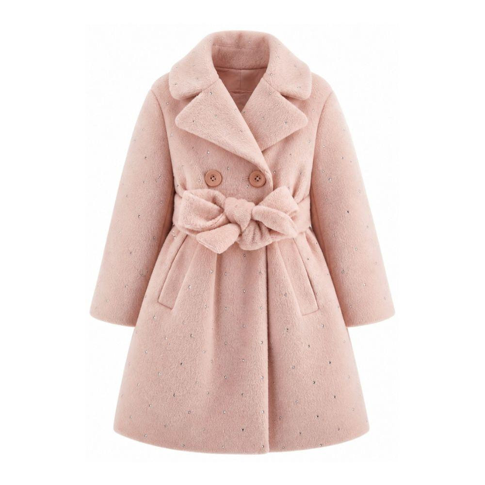 Cappotto per bambina Monnalisa Kids rosa con decorazione con strass 17H111 8036 094F MONNALISA KIDS