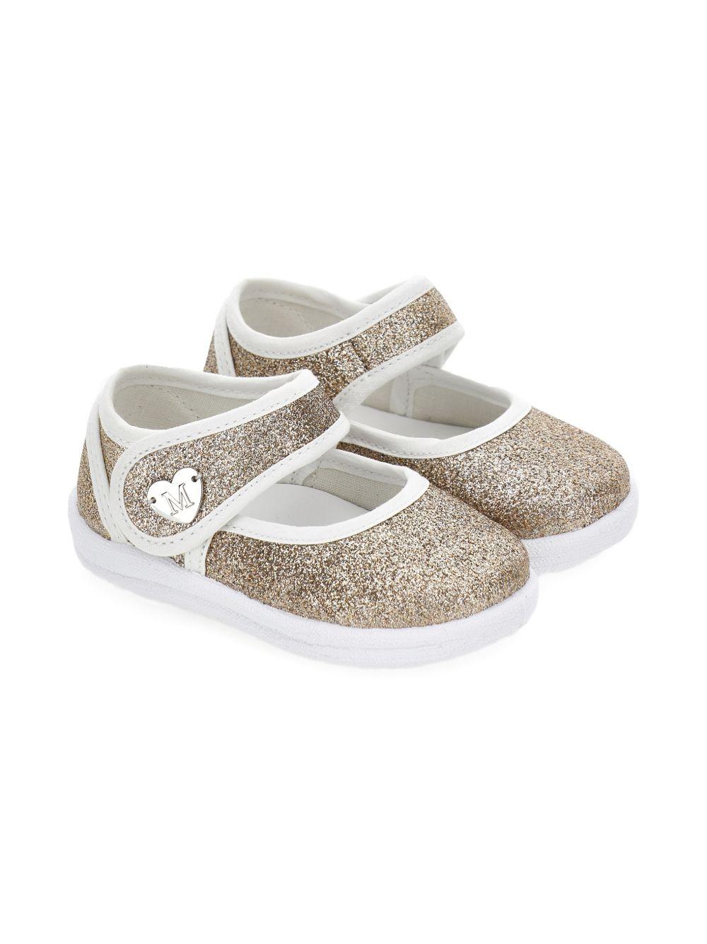 Ballerine per bambina Monnalisa color oro con cinturino a strappo 83G005 7714 G073 MONNALISA