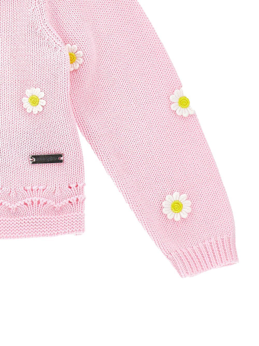 Cardigan per neonata Monnalisa rosa con decorazione con margherite 39G800 7040 0090 MONNALISA KIDS