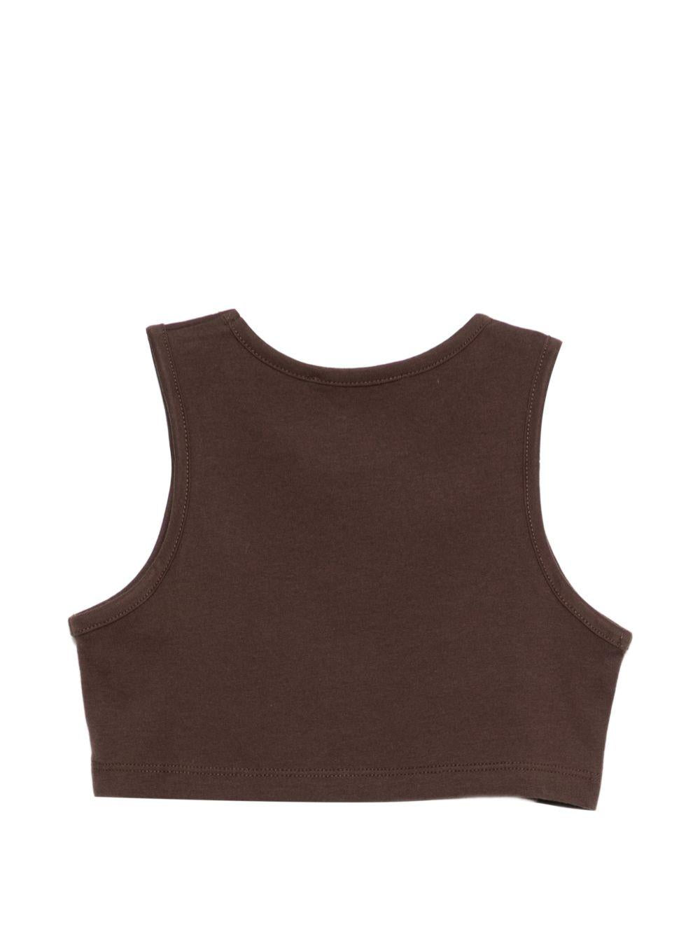 Top per bambina MSGM Kids marrone con stampa logo S6MSJGTO011 943 MSGM KIDS