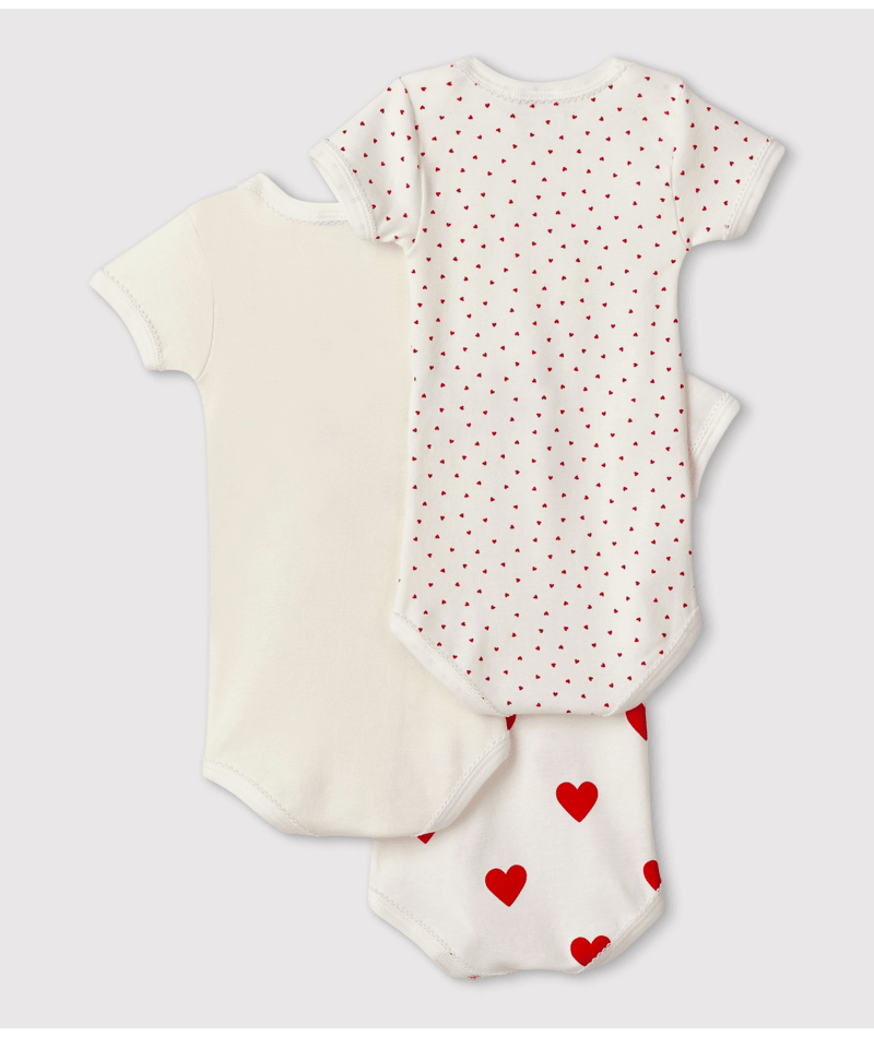 Body per neonati Petit Bateau bianco con fantasia a cuori A00BB 00 PETIT BATEAU