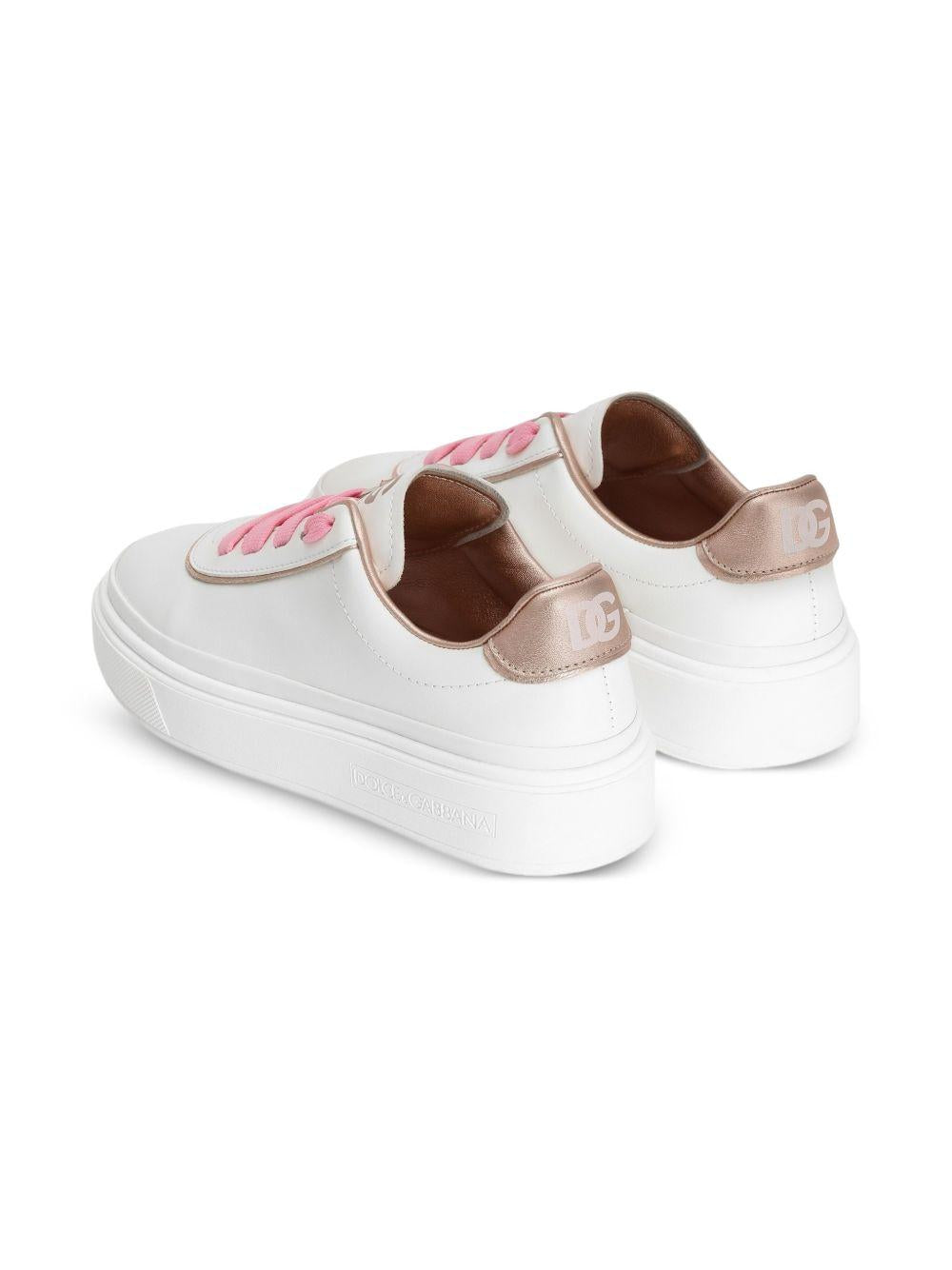 Sneakers per bambina Dolce & Gabbana Kids bianche con dettagli rosa D11378 AD643 8W151 DOLCE & GABBANA KIDS