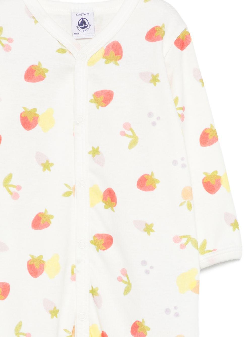 Tutina per neonata Petit Bateau bianca con stampa di frutta all-over A0FRE 01 PETIT BATEAU
